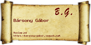 Bársony Gábor névjegykártya