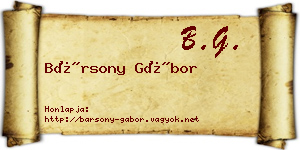Bársony Gábor névjegykártya